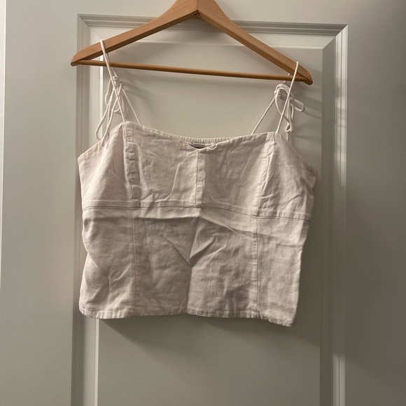 Old Navy Light Beige Camisole Crop Top Linen Blend - Picture 1 of 4